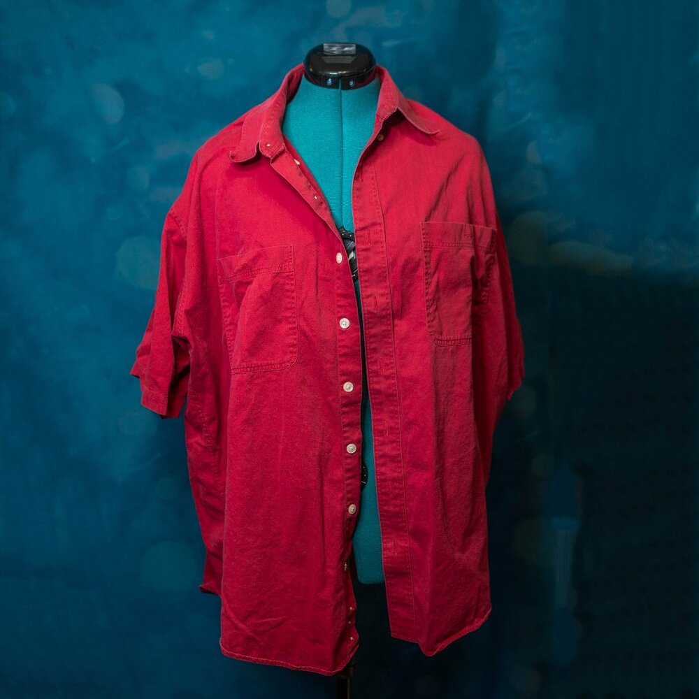 CLEARANCE REPP LTD Men’s Red Short Sleeve Button-Up Shirt Size 2XB Big Cotton